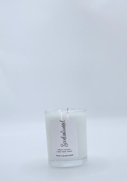Apricot Coconut Luxury Travel candle - Peony & Blush Suede